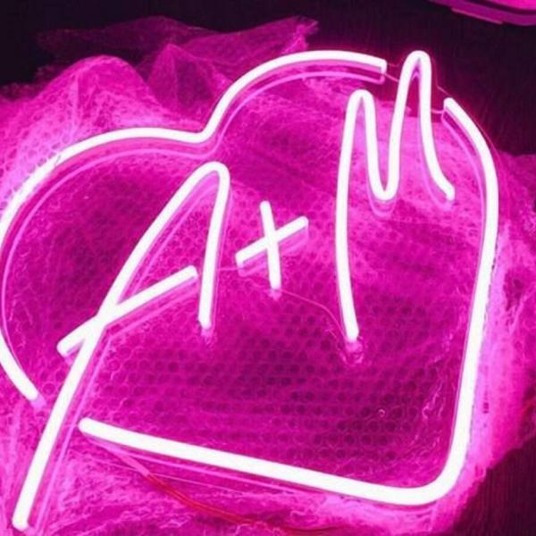 Wedding Neon Sign Heart Shape with Initials