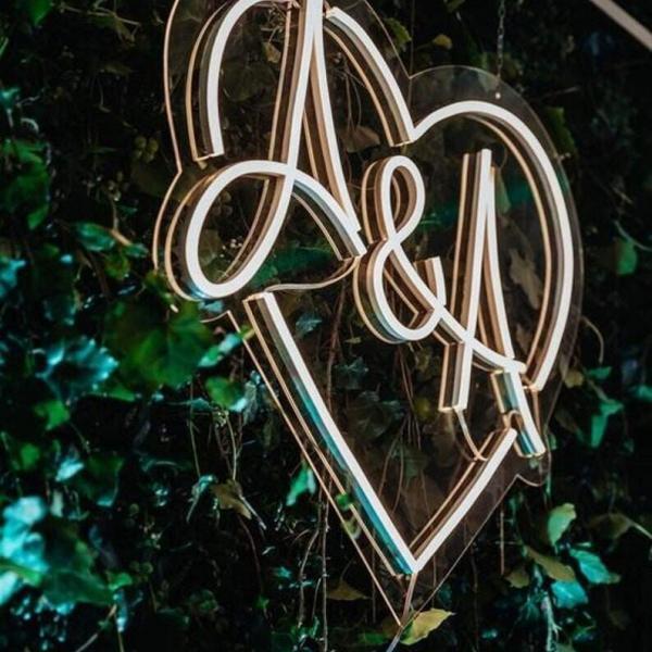 Wedding Heart Neon Sign with Initials 