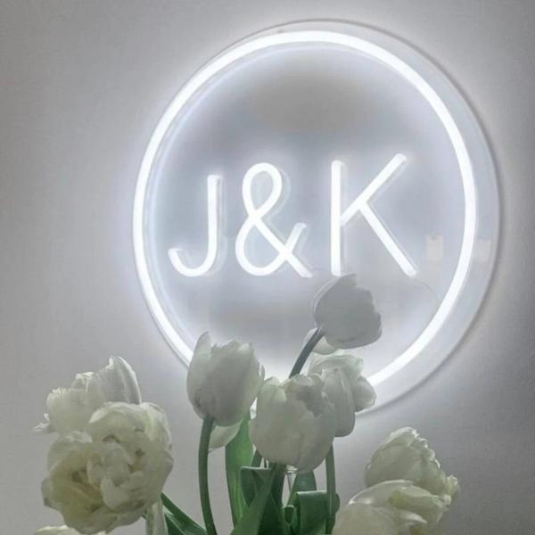 Round Neon Light with Initials