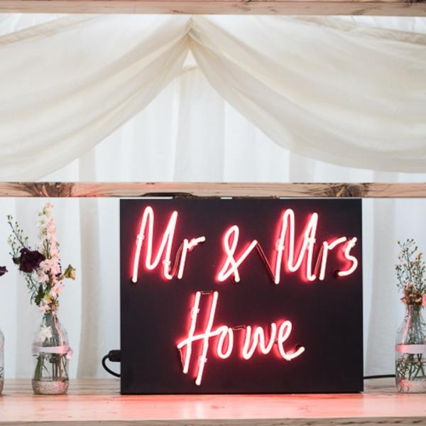 Mr & Mrs + Last Name Neon Wedding Sign