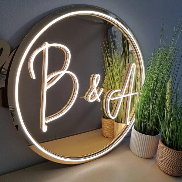 Gold Mirror Wedding Sign with Initials